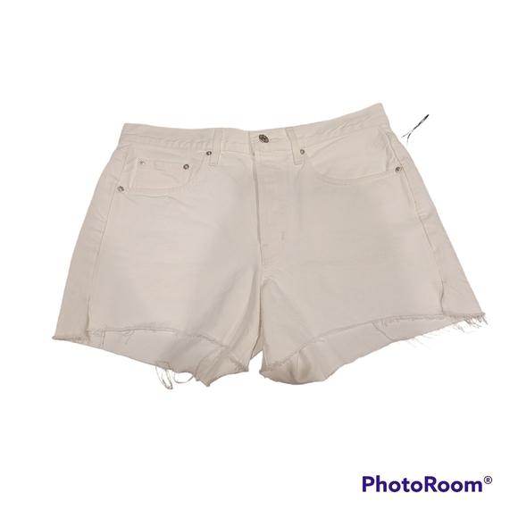 Edwin Cai Cuttoff Shorts in Eggshell  Raw Hem‎ High-rise Women's - Picture 4 of 10